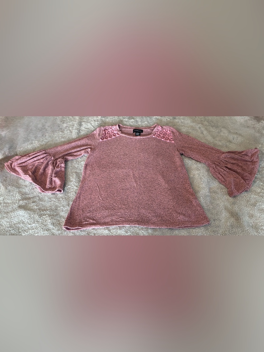 Women’s Liz Claiborne Pink Bell-Sleeve Sweater Top Size Small